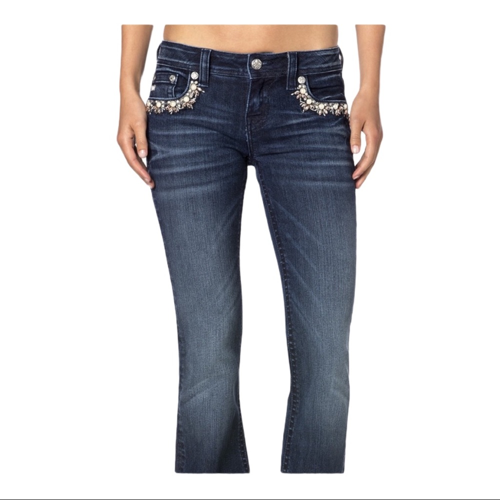 Miss Me Dark Wash Wild Flower Skinny Jeans